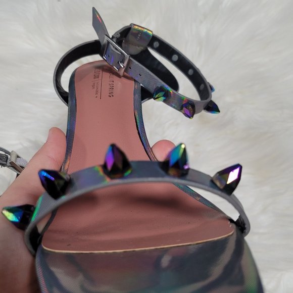 Call It Spring Studded Vegan Silver Metallic Stiletto High Heels Strappy 6.5 - Picture 13 of 16